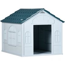 PawHut Weather-Resistant Dog House, Puppy Shelter for Medium Dogs Blue