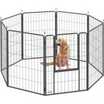 Pawhut - Welpenlaufstall Welpenauslauf Mit 8 Gitter Je 68x100 Cm Tür Erdspießen Flexibel Faltbar Schutzplane Freilaufgehege 100cm Hoch Hundelaufstall 