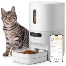 Dispenser Automatico di Cibo per Gatti 3,6L, WiFi 2,4G con Rapporto Dietetico sull'App, Senza bpa con Ciotola in Acciaio Inossidabile 304, Fino a 10