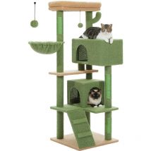 Pawz Road - Arbre à Chat Xl avec Coussin Amovible, Poteau Griffoir, Condo Double, Large pour les Gros Chats, 143cm, Vert Cactus