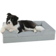 Panier pour Chien en Peluche, Lit Orthopédique Lavable avec Housse Amovible en Flanelle, Taille l, Gris, 89x63.5x16.5cm - Pawz Road