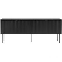 Loungitude - Meuble tv payton avec 2 portes à lattes noir - 150x40 cm
