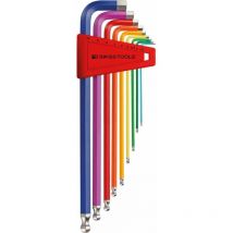 Swiss Tools Winkelschraubendreher- Satz im Kunststoffhalter 9-teilig 1,5-10mm RainbowKugelkopf
