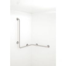 Duschhandlauf 660mm mit Brausehalterstange Rechts E-Stahl satiniert - PBA