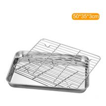Lifcausal Plaque de Cuisson en Acier Inoxydable avec Fond Plat - Set Barbecue Carré avec Grille Réfrigérante, Bac à Graisse et Plateau à Grillades