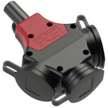 Pc Electric - 24311-sc Adaptateur triple Polyamide, caoutchouc 250 v noir, rouge IP44