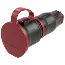 Pc Electric - 24731-src Fiche Électrique Femelle Avec Terre Caoutchouc, Pa6 250 V Noir, Rouge Ip54