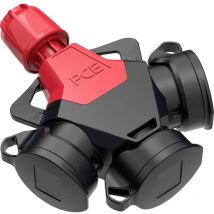 Pc Electric - 253821-sr Adaptateur triple Tout caoutchouc 250 v rouge IP54