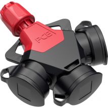 253841-sr 3fach-Kupplung Vollgummi mit Spannungsanzeige 250 v Rot IP54 - Pc Electric