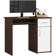 PC-Schreibtisch Akord pin in der Farbe Wenge Schublade Front Weiß und 3 Ablagen B90 x H74 x T50 cm