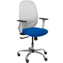 P&c - Silla Cilanco blanca malla blanca asiento bali azul brazo regulable base cromada ruedas de parqué
