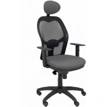 P&c - Silla Jorquera malla negra asiento bali gris oscuro con cabecero fijo
