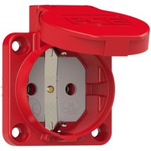 Anbau-Steckdose IP44 Rot – spritzwassergeschützt – 180° drehbarer Flansch – VDE0620-1 – PCE