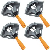 4 Pcs 90° Angle Clamp, Aluminum Alloy Corner Vise, Angle Welding Clamp with Adjustable Swivel Jaw, for Carpenter Tools, Carpenter Welding Gray