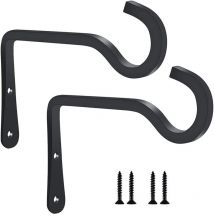 Pcs Black Metal Wall Hooks - 15 x 10 cm - Hanging Basket Brackets, For Bird Feeder, Planters, Lanterns, Wind Chimes (with Screws)
