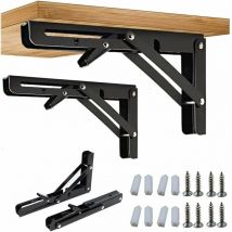 Pcs Folding Bracket, 250/300mm Folding Shelf Bracket Wall Mounted, Heavy Duty Folding Bracket Black Folding Console Bracket for Table Wall Shelf
