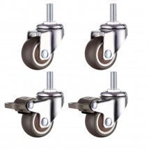 Cyslmuk - 2 Pcs Furniture Swivel Caster Wheel with Brake Diameter 38mm Small Casters M8x20mm Load 80kg