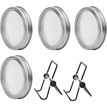 6Pcs Germination Lids Kit with 4Pcs Stainless Steel Germination Screen Lid and 2Pcs Black Germination Racks for Seeds in Germinator,