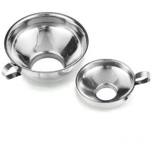 2 Pcs Jam and Preserve Funnel with Long Filling Neck, Filling Neck Diameter (Inner Approx. 3.7cm / 5.3cm), Stainless Steel, Silver