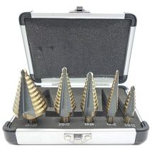 Ikodm - Pcs Step Drill Bit, Step Drill Bit, with Professional Aluminum Case, Hex Shank, with Self-Centering Pad, Precise Drilling in Steel, Metal