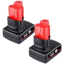 2 Pack M12B6 12V 8.0Ah Batterie Lithium-ION de Remplacement pour Milwaukee M12 12Volt Power Tools Batteries with led Indicator 48-11-2460 - Pdstation