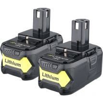 PDstation 2Pack 5500Ah 18V Li-ion Remplacement pour Batterie Ryobi P108 P107 P106 P105 P104 P103 P109 Remplacer pour Batterie Ryobi 18V Outils