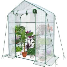 PE-Gartengewächshaus mit Regalen, 3 Etagen, für Gemüse, Pflanzen, Blumen, verstärkte Plane 135 g/m², schützt Ihre Pflanzen, 143 x 73 x 195 cm