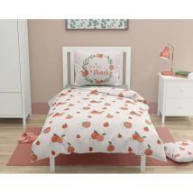Roupillon - Parure de couette 2 pieces enfant coton 57 fils beige crème - 140x200 cm - peachy