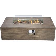 Teamson Home - Draussen Garten Sehr Groß Propangas-Feuerstelle, Tischbrenner, Rauchfreie Feuerstelle, Terrassenmöbelheizung mit Sieb, Lavasteinen,