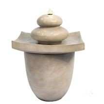 Fontana d'Acqua Bacino Sfera a 2 Livelli con Luci e Pompa per Esterni e Giardino, Ornamento a Cascata per Interni, Decorazione del Patio - Teamson