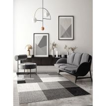 Pearl Moderner Dichter Kurzflor Wohnzimmer Schlafzimmer Teppich, Konturenschnitt, Grau, 080 x 140 cm - The Carpet