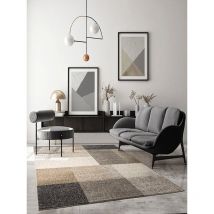 Pearl Moderner Dichter Kurzflor Wohnzimmer Schlafzimmer Teppich, Konturenschnitt, Beige, 080 x 140 cm - The Carpet