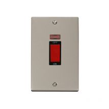 Pearl Nickel 2 Gang Size 45A Switch With Neon - Black Trim Se Home