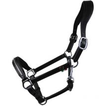 cob, Noir: Choux d'équitation en cuir avec rembourrage sur embout nasal et support de tête