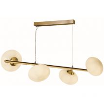 Searchlight - Pebble Lámpara de techo con 4 luces, cristal ovalado dorado y blanco