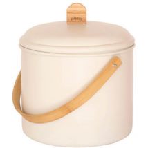 Pebbly - Cream 3.5 Litre Metal Bamboo and Charcoal Filter Compost Bin