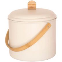 Unbekannt - Pebbly Cream 7 Litre Metal Bamboo and Charcoal Filter Compost Bin