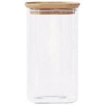 Pebbly Square 1400ml Canister With Bamboo Lid