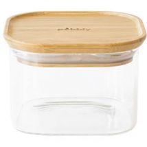 Square 500ml Canister With Bamboo Lid - Pebbly