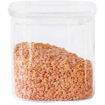 Square 800ml Glass Food Container With Glass Lid - Pebbly