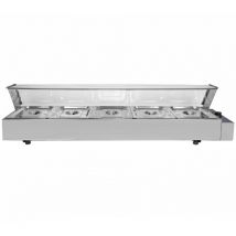 Kukoo - Vitrina Calienta Comida Eléctrica+5 Sártenes con Tapas de Acero Inoxidable (Capacidad 5 x 5.5L) Incluidas Calientaplatos Servidor Buffet