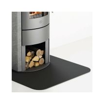 Pedana di protezione – 90 x 29 cm – Métal noir goffré – Accessoire de cheminée et poêle – EVACALR