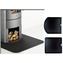 Pedana Salva Pavimento Acciaio per Stufa a Pellet Legna Camino Caminetto Piastra - Misura Pedana 2 - Tonda 90x80 cm