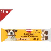 Pedigree - ranchos Récompenses rouleaux au poulet pour chien adulte 5- 15kg 10x80g