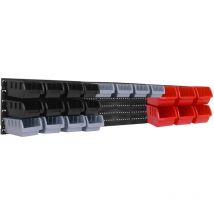 Boudech - Peg Small - Pannello da parete da officina, 3 pannelli + 22 porta utensili minuteria, montaggio a muro