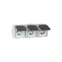 Peha By Honeywell - Prise de courant en saillie peha triple, IP44, schuko, gris, horizontal, d 6633 wab