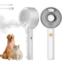 Peigne à dépoussiérage, brosse à vapeur pour chats pour le toilettage, peigne à pulvérisation 4 en 1 pour chat pour la perte de poils, brosses à