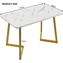 Live House - Table de salle à manger 117x68cm,(1-St), Structure en métal Table de salle à manger rectangulaire en marbre moderne Table de cuisine