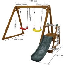 L&h-cfcahl - Balançoire double pour enfants, balançoire robuste pour enfants avec toboggan et échelle d'escalade, portique de balançoire extérieur en