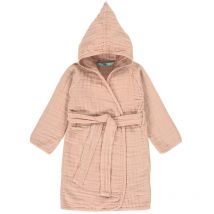 Peignoir Bébé - Gaze de Coton - 100 % Coton - Rose - 12-18 mois.